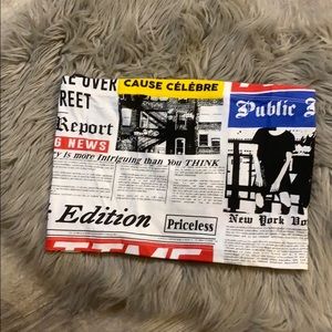 Newspaper graphic print tube top